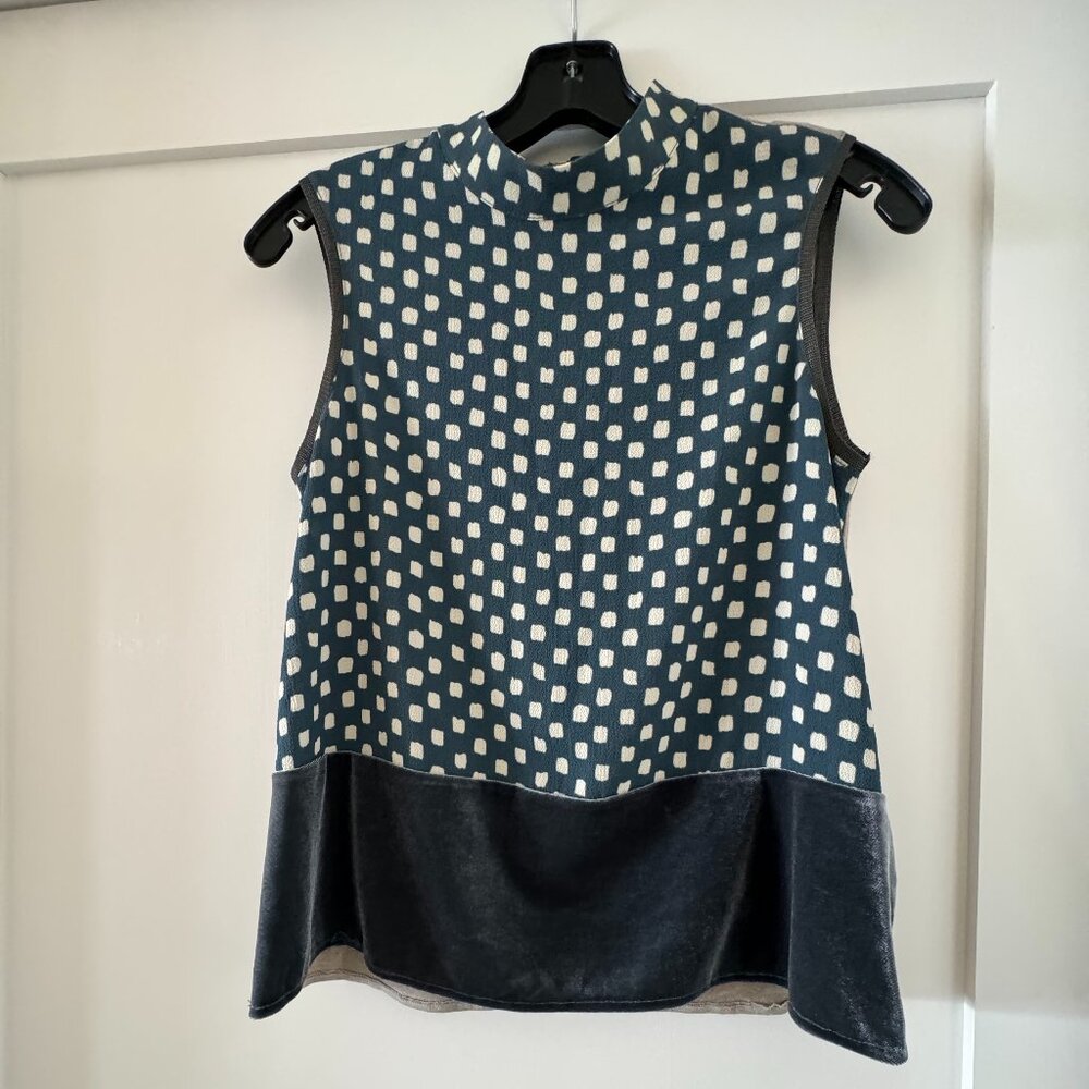 Zara sleeveless small top blue w/velvet banding